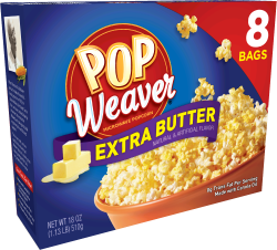 Pop Weaver Extra Butter microwave popcorn is rich with melt-in-your ...