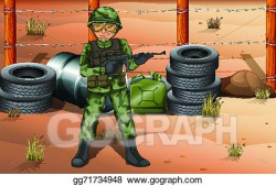 Vector Stock - A brave soldier in the battlefield. Clipart ...