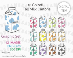 Milk carton clipart, Cute tall milk in carton packaging images, Kids  healthy food clip art PNG, Graphic set for small commercial use