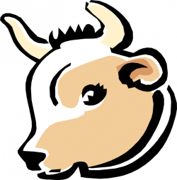 Farm Livestock Cow with Horns - Vector Image