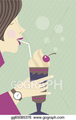 Vector Stock - Girl drinking milkshake. Clipart Illustration ...