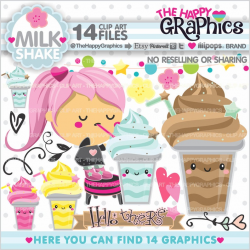 Milkshake Clipart, Milkshake Graphic, COMMERCIAL USE, Drinks Clipart,  Planner Accessories, Milkshake Party, Dessert Clipart, Kawaii