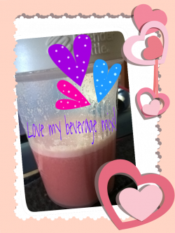 1 scoop peach mango, 1 scoop berry herbalife beverage mix with 3 ca ...