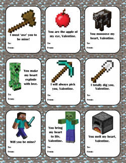 Minecraft Printable Valentine's Day Cards | DIY Minecraft ...
