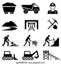 Vector Illustration - Mining and miner icon set. EPS Clipart ...