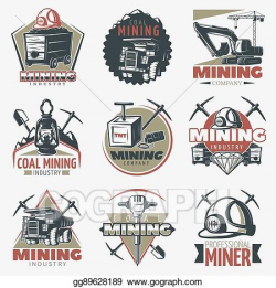 Vector Illustration - Coal mining emblems set. EPS Clipart ...