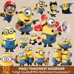 MINIONS clipart png, minions invitation, digital clipart, cartoon clipart,  digital print, png file, transparent backgrounds, kids clipart