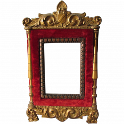 Antique c1880s Victorian Red Velvet & Carved Wood Mirror or Picture ...