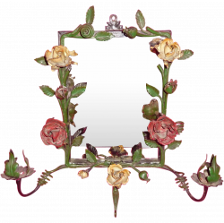 Wrought Iron Roses Sconce Wall Mirror : Arlene Rabin Antiques | Ruby ...