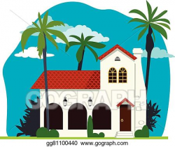 Vector Illustration - Spanish colonial house. Stock Clip Art ...