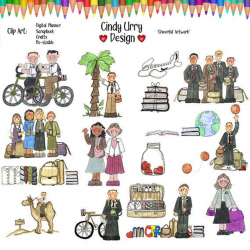 Missionary Clipart Set, digital planner, lds Mission, Missionary suitcase,  Hump Day, Sister Missionary, packing. Artwork Cindy Urry. 300 dpi