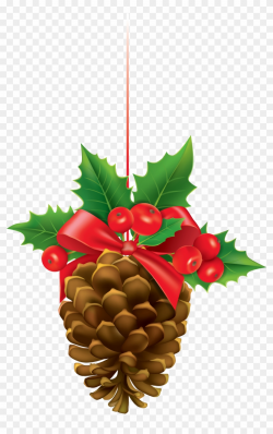 Christmas Pinecone With Mistletoe Clipart Image - Free ...