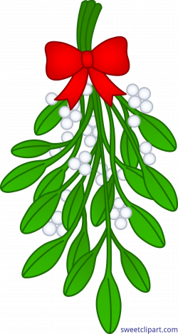 Christmas Mistletoe With Ribbon Clip Art - Sweet Clip Art