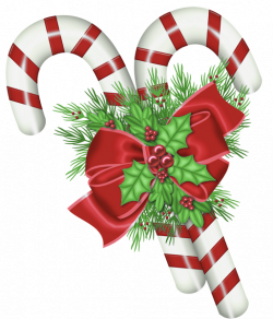 Transparent Christmas Candy Canes with Mistletoe PNG Clipart Picture ...
