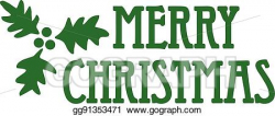 Vector Stock - Merry christmas with mistletoe. Clipart ...