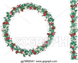 Vector Illustration - Round christmas wreath with fir cones ...