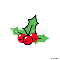 Icon simple mistletoe ornate red and green ornament. Vector ...