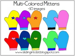 Multi-Color Mittens {clipart}
