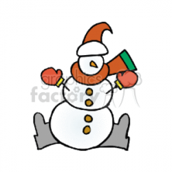 Simple Snowman with Red Hat Scarf and Mittens clipart. Royalty-free clipart  # 144093