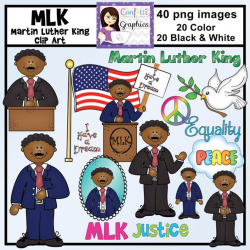 Martin Luther King Jr. Clip Art Set MLK Black History January African  American History Color / Black & White Perfect for Teachers Worksheets