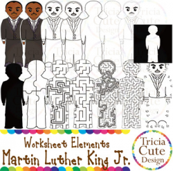 Martin Luther King Clip Art MLK Jr. Worksheet Elements for Tracing Cutting  Maze