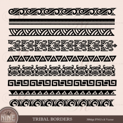 TRIBAL BORDERS Clipart / Polynesian Clipart Borders / Moana Clipart, Tribal  Tattoo Clip Art Borders, Hawaiian Border Clipart