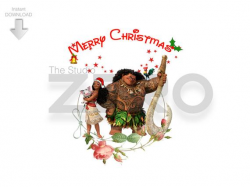 Disney Princess Moana Merry Christmas Digital Clipart