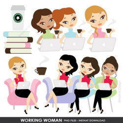 Working Woman Character Clip Art, Working Mom Clipart, Professional Woman  Working Computer Graphics Scrapbook INSTANT DOWNLOAD CLIPARTS C50