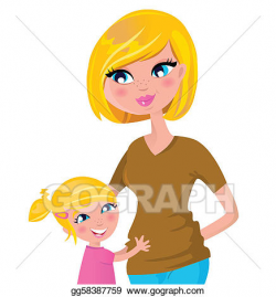 EPS Illustration - Cute blond mother and daughter isolated ...