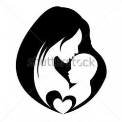 Mother Kissing Her Child, Isolated Vector Symbol stock ...