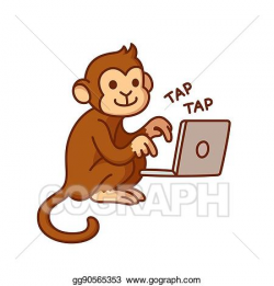 Vector Illustration - Monkey and computer. EPS Clipart ...