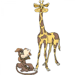 Monkey with Giraffe clipart, cliparts of Monkey with Giraffe ...