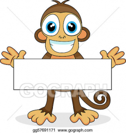 Vector Clipart - Cute monkey with blank sign . Vector ...