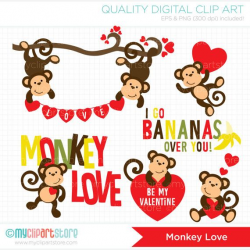 Monkey Love / Valentine Clip Art / Digital by MyClipArtStore ...