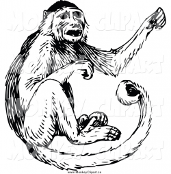 Monkey black and white clip art of a black and white monkey ...