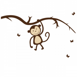 Girl Monkey on Branch Wall Decal, K001B – StampMagick Wall Decals