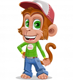 Vector Monkey Cartoon Character - Bo Nobo the Cute Monkey ...