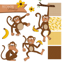 CLIP ART: Cute Monkeys Pack // Unique Hand Drawn Monkeys ...