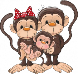 Monkey Cartoon Clip art - Harmonious family of three monkeys 593*565 ...