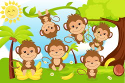 Monkey clipart, Monkey boy illustrations