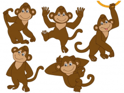 Monkey Clipart - Digital Vector Safari, African, Animal, Monkey, Africa,  Monkeys Clip Art for Personal and Commercial Us