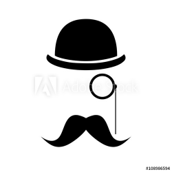 Abstract vector hipster silhouette with bowler hat, monocle ...