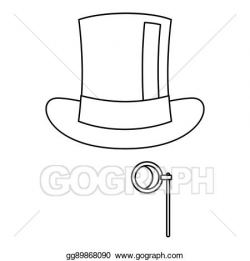 Clipart - Hat with monocle icon, outline style. Stock ...