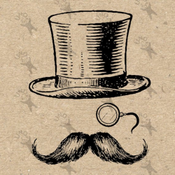 Vintage image Hat monocle mustache Instant Download Digital ...