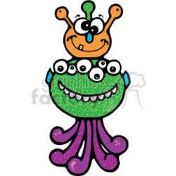 Two little alien monsters clipart. Royalty-free clipart # 374469