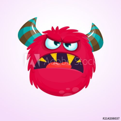 Angry cartoon monster. Angry red monster emotion. Halloween ...