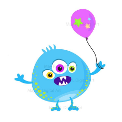 Cute Monster Clipart Clip Art Kids Birthday Party Digital ...