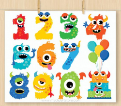 Monster numbers - BOY, cute monster clipart, Alphabet, Monster party,  birthday Cake, balloons, commercial use, Vector Clip Art, SVG Files