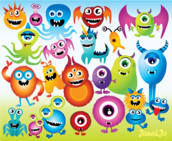23 Monster Cliparts 15 Backgrounds,Monster clipart with ...
