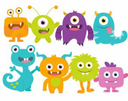 Little Monster Birthday Clipart Cute Monsters Party Silly ...